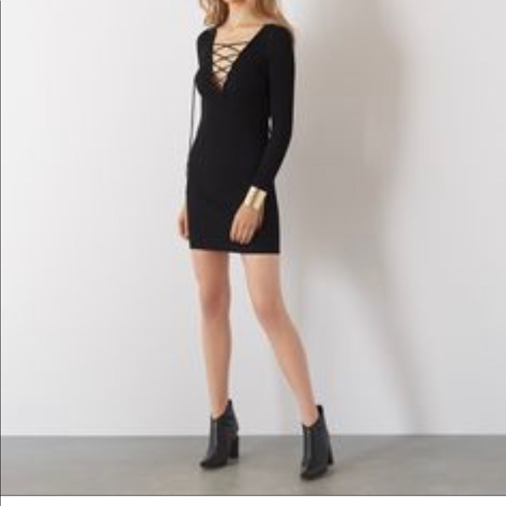 Tie up detail sweater dress
